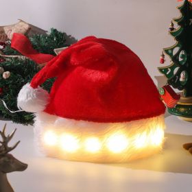 Christmas Decoration Plush Glow Led Santa Hat Supplies