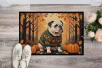 White English Bulldog Fall Doormat 18 x 27 Inch Non Slip Washable