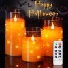 Homemory Halloween Orange Flameless Candles with String Lights