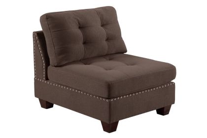 Living Room Furniture Tufted Armless Chair Black Coffee Linen