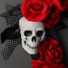 Halloween Skull Wreath Creative Horror Ghost Festival Red Rose