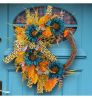 Thanksgiving Blue Sunflower Wreath Patio Leopard Ribbon Deadwood