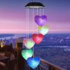 1pc Color Changing LED Solar Power Lamp Heart Wind Chimes Garden