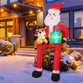 9.5ft Inflatable Sitting Santa Decor - 4 Built-in LED Lights 210T