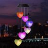 1pc Color Changing LED Solar Power Lamp Heart Wind Chimes Garden