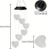 1pc Color Changing LED Solar Power Lamp Heart Wind Chimes Garden