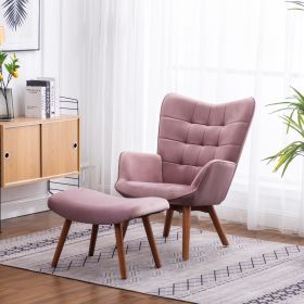 Leiria Contemporary Silky Velvet Tufted Accent Chair with Ottoman