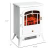 White Electric Fireplace Heater LED Log Flames 750 1500W Overheat