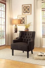 Modern Traditional Accent Chair Button Tufted Chocolate-hued