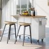Kitchen Cart with Rubber wood Drop-Leaf Countertop