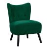 Unique Style Green Velvet Covering Accent Chair Button-Tufted