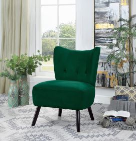 Unique Style Green Velvet Covering Accent Chair Button-Tufted