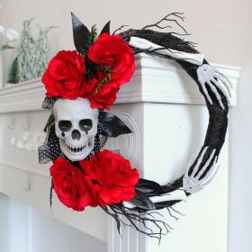 Halloween Skull Wreath Creative Horror Ghost Festival Red Rose