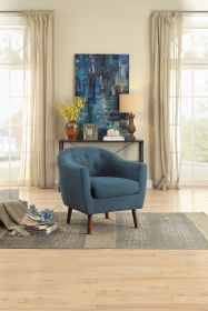Blue Fabric Upholstered Accent Chair 1pc Espresso Finish Legs