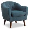 Blue Fabric Upholstered Accent Chair 1pc Espresso Finish Legs