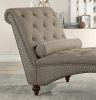 Brown Color 1pc Chaise Button-Tufted Nailhead Trim w