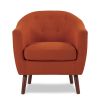 Orange Fabric Upholstered Accent Chair 1pc Espresso Finish Legs