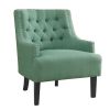 Modern Traditional Accent Chair Button Tufted Teal Textured