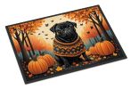 Black Pug Fall Doormat 18 x 27 Inch Non Slip Washable Low Pile