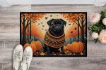 Black Pug Fall Doormat 18 x 27 Inch Non Slip Washable Low Pile
