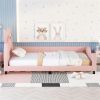 Twin Size Upholstered Daybed with Carton Ears Shaped Headboard