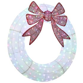 60 Inch Lighted Wreath Decoration with Dual Color LED