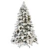 8FT Prelit Flocked Christmas Tree with Light