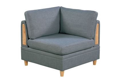 Living Room Furniture Corner Wedge Steel Color Dorris Fabric 1pc