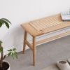 Woven Design Natural Oak Wood Dining Bench Bed for Room