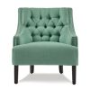 Modern Traditional Accent Chair Button Tufted Teal Textured