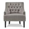 Modern Traditional Accent Chair Button Tufted Taupe Fabric