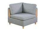 Living Room Furniture Corner Wedge Light Grey Dorris Fabric 1pc