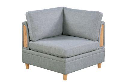 Living Room Furniture Corner Wedge Light Grey Dorris Fabric 1pc