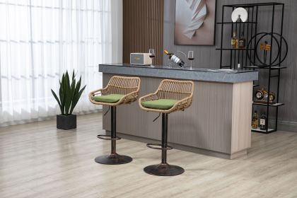COOLMORE Modern Swivel Bar Stools Set of 2 Adjustable Counter - Rattan