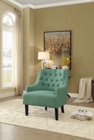 Modern Traditional Accent Chair Button Tufted Teal Textured
