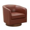 Tessa Caramel Top Grain Leather Swivel Chair with Wood Base