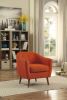 Orange Fabric Upholstered Accent Chair 1pc Espresso Finish Legs