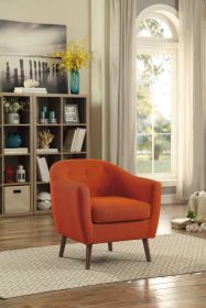 Orange Fabric Upholstered Accent Chair 1pc Espresso Finish Legs