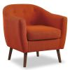 Orange Fabric Upholstered Accent Chair 1pc Espresso Finish Legs
