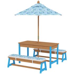 Kids Picnic Table Set With Foldable Umbrella
