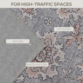4 x 6 Ft Machine Washable Area Rug Non Slip Floral Carpet for