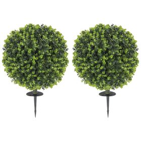 2 Pack 1.3ft Artificial Ball Eucalyptus Topiary With Ground Stake