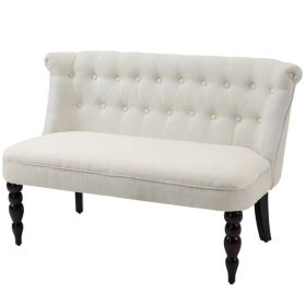 Scandinavian 2 Seater Button Tufted Loveseat - Cream