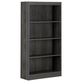 4 Shelf Modern Bookcase Storage Unit Grey Black Wood Finish