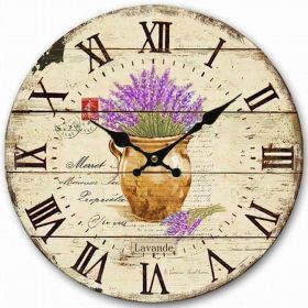 14 Inch Wooden Roman Numeral Wall Clock French Lavender Pattern
