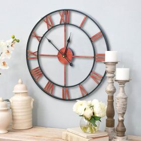 185 Inch Red Roman Numeral Silent Non Ticking Wall Clock