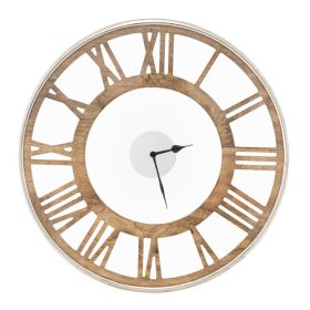 16 Inch Natural Wood Farmhouse Roman Numeral Wall Clock