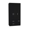 Sebree Armoire Wardrove 71", 4 Doors, Hanging Rod, 3 Cabinets, 6 Shelves