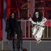 Halloween Decorations 2 Packs Hanging Ghosts Decor with Lighted Up Eyes, 3ft Scary Grim Reaper Swinging Skeleton Flying for Yard Patio Lawn Garden