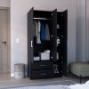 Sebree Armoire Wardrove 71", 4 Doors, Hanging Rod, 3 Cabinets, 6 Shelves